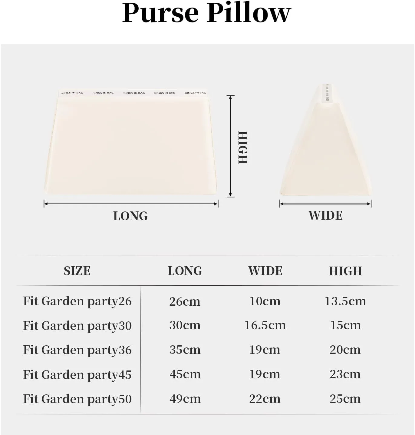 Purse Shaper Insert for Garden Party 30 Bag, Tote Bag Pillow to Keep Shape, Soft Satin Surface with Memory Foam Inner without Overfull (Craie, GP30