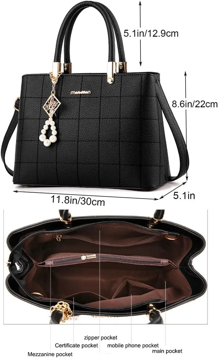 Purses and Handbags for Women PU Leather Top Handle Satchel Ladies Shoulder Tote Bags