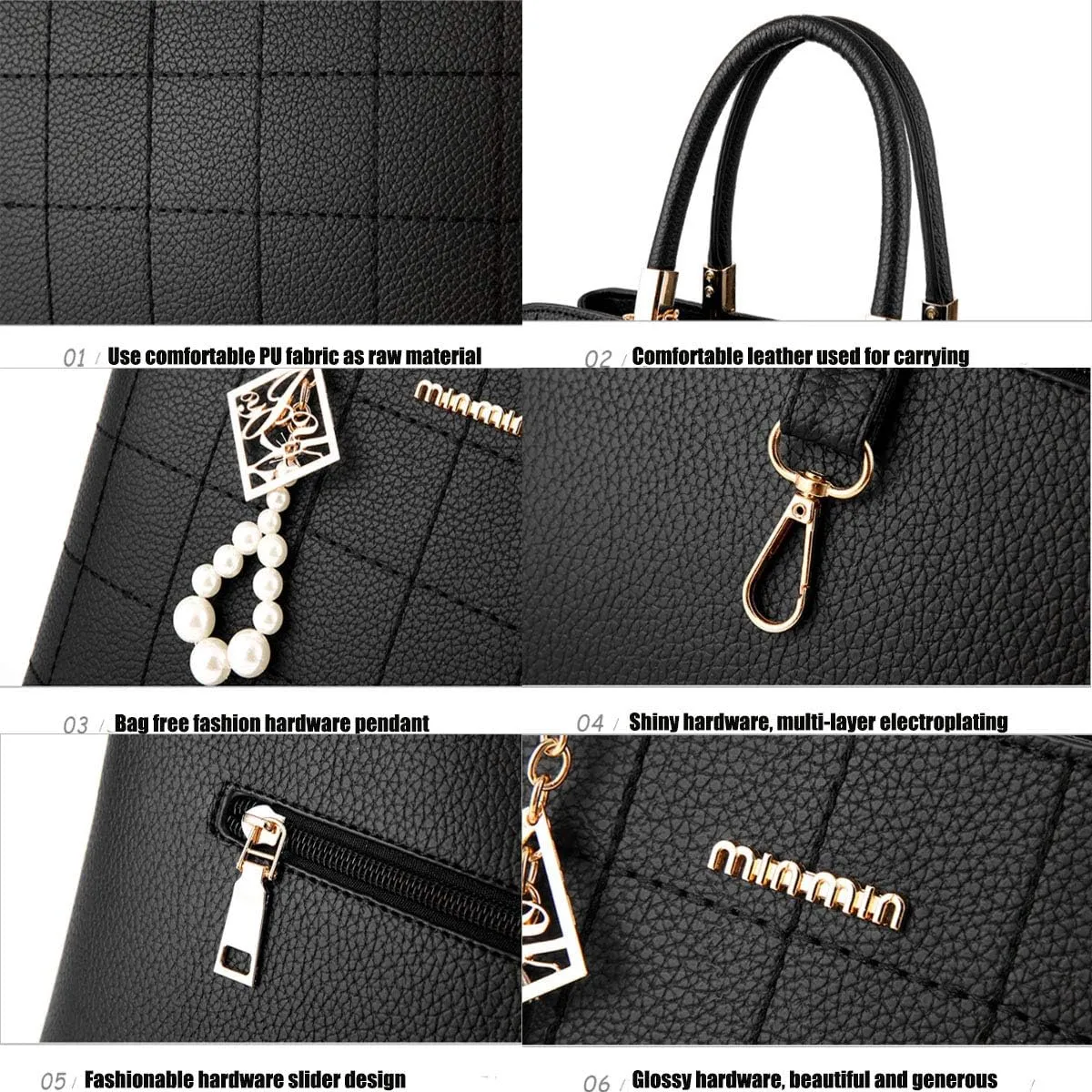 Purses and Handbags for Women PU Leather Top Handle Satchel Ladies Shoulder Tote Bags