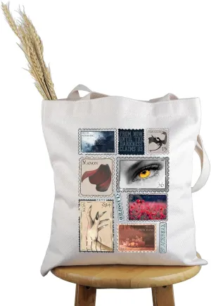 PWHAOO Bookish Inspired Gift Book Stamp Tote Bag Book Fan Handbag Bookish Merch