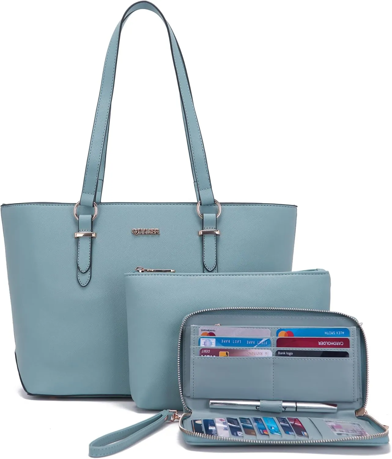Qiyuer Women Purses Handbags Wallet Sets Shoulder Bags Top Handle Satchel Tote Purse Work Bag Set With Matching Wallet 3pcs