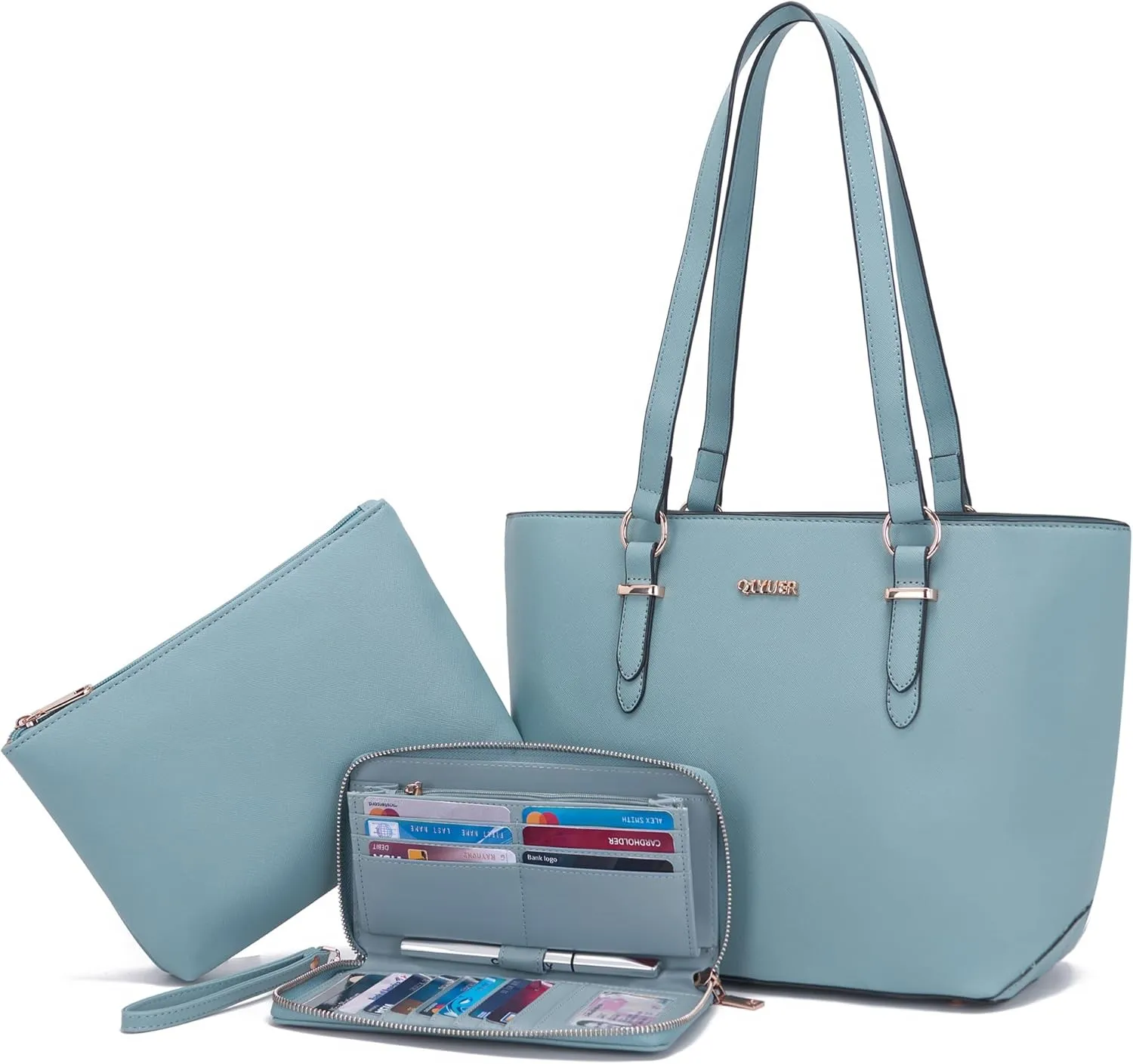 Qiyuer Women Purses Handbags Wallet Sets Shoulder Bags Top Handle Satchel Tote Purse Work Bag Set With Matching Wallet 3pcs