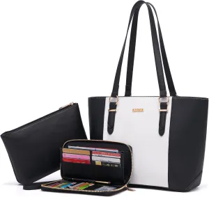 Qiyuer Women Purses Handbags Wallet Sets Shoulder Bags Top Handle Satchel Tote Purse Work Bag Set With Matching Wallet 3pcs