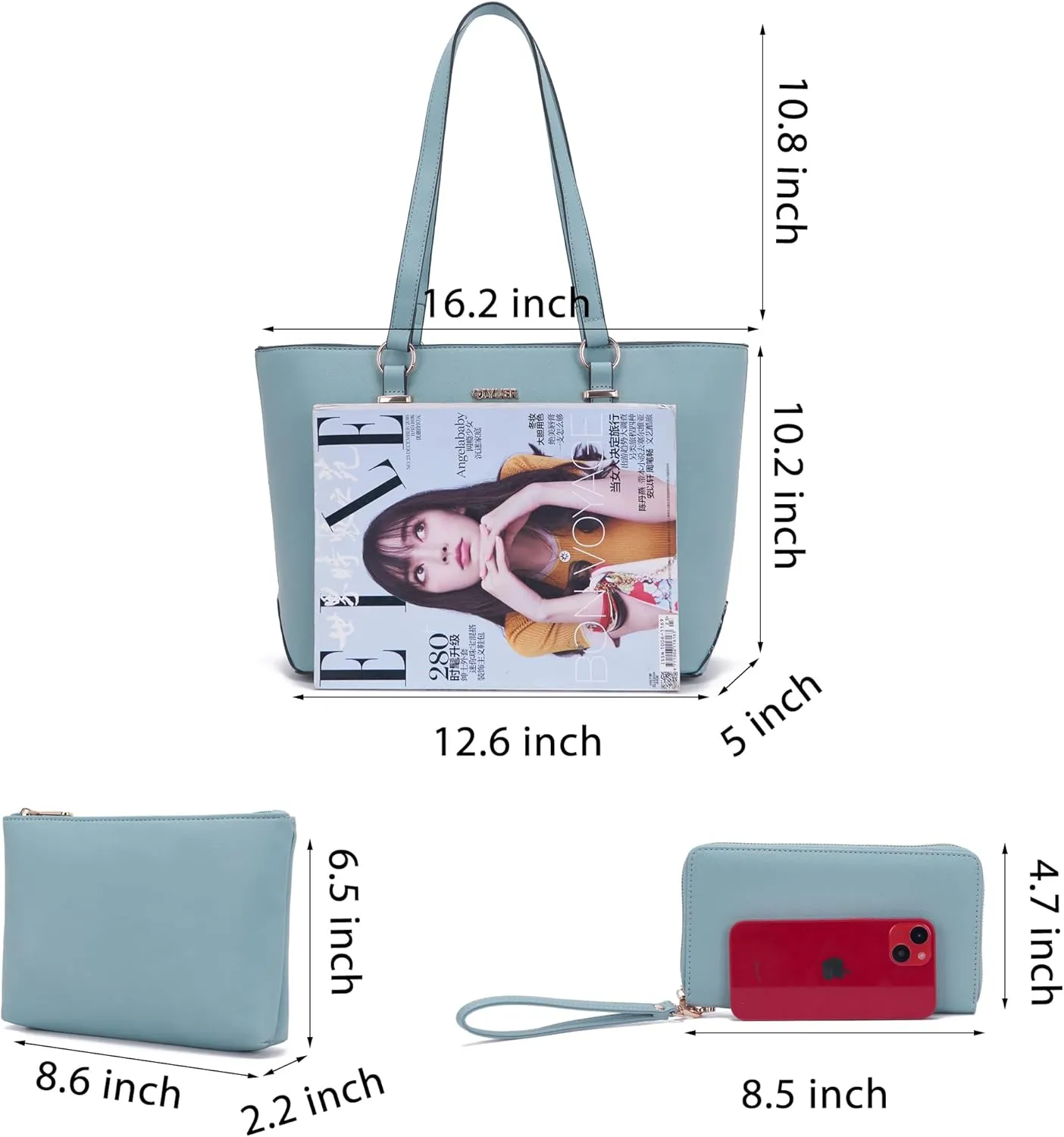 Qiyuer Women Purses Handbags Wallet Sets Shoulder Bags Top Handle Satchel Tote Purse Work Bag Set With Matching Wallet 3pcs