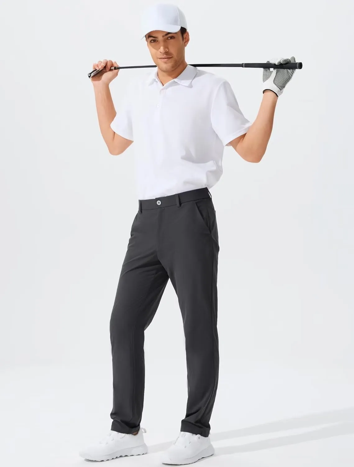 QPNGRP Men's Golf Pants 30"/32"/34" Inseam Lightweight Stretch Work Dress Pants