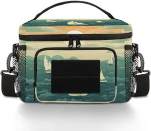 QsirBC Maritime Sailing Cloud Tactical Insulated Lunch Bag for Men Women Large Leakproof Thermal Cooler with Adjustable Shoulder Strap Ideal for Work Picnic Camping Outdoor Adventures