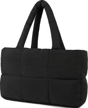 Queenoris Puffer Tote Bag for Women, Lightweight Quilted Puffy Shoulder Handbag Carry-On Work Tote Satchel Purse Travel Gym Bag