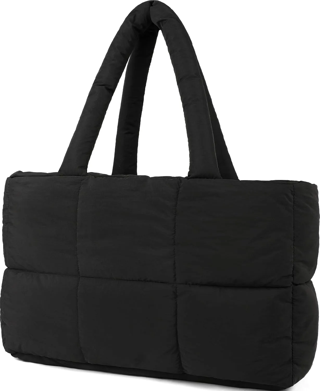 Queenoris Puffer Tote Bag for Women, Lightweight Quilted Puffy Shoulder Handbag Carry-On Work Tote Satchel Purse Travel Gym Bag