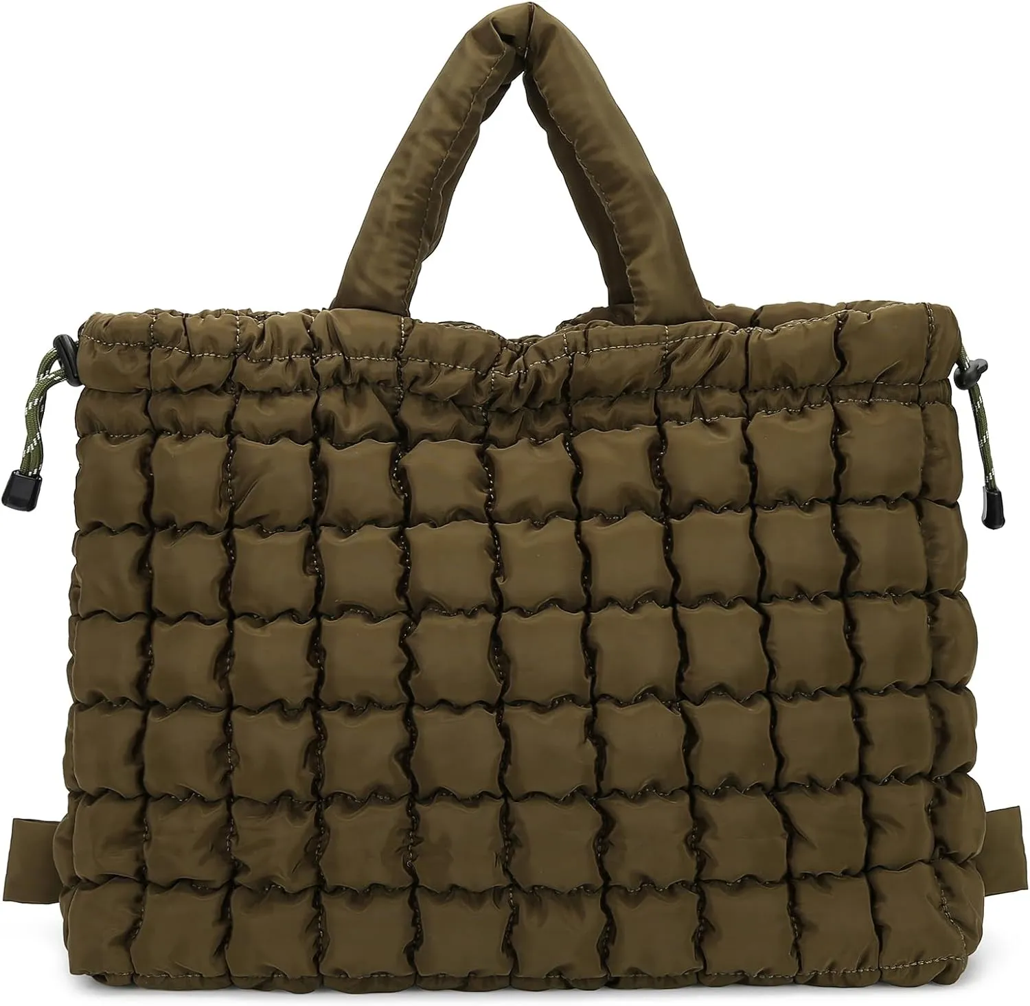 Queenoris Quilted Puffer Work Tote Bag for Women, Large Lightweight Carryall Shoulder Bag with Zipper Crossbody Bag