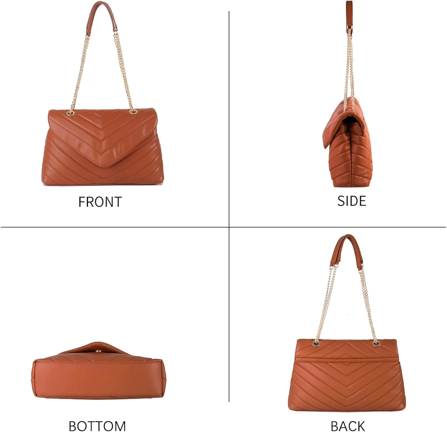 Quilted Crossbody Bag for Women, Soft Vegan Chevron Purses, Trendy Shoulder Handbags with Flap