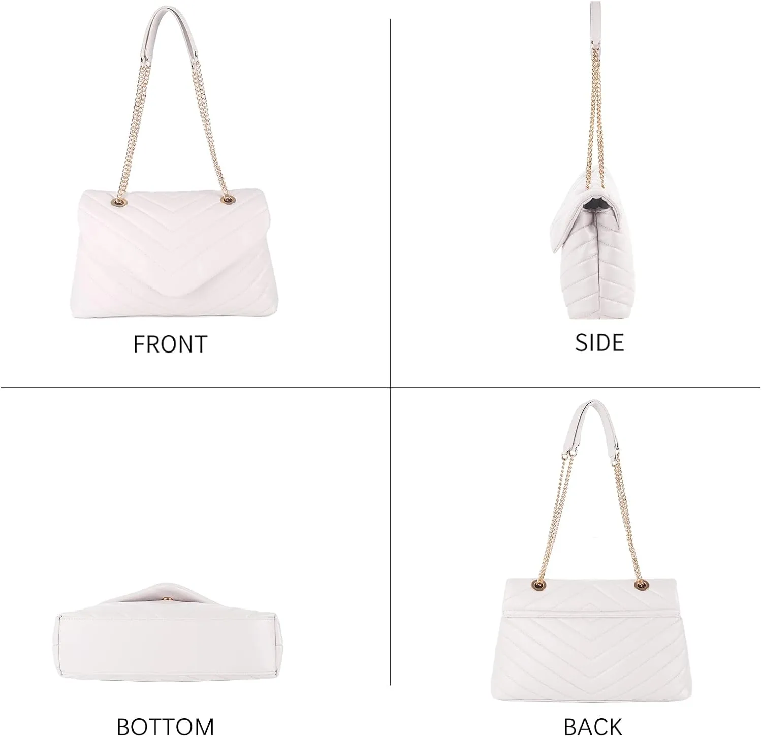 Quilted Crossbody Bag for Women, Soft Vegan Chevron Purses, Trendy Shoulder Handbags with Flap
