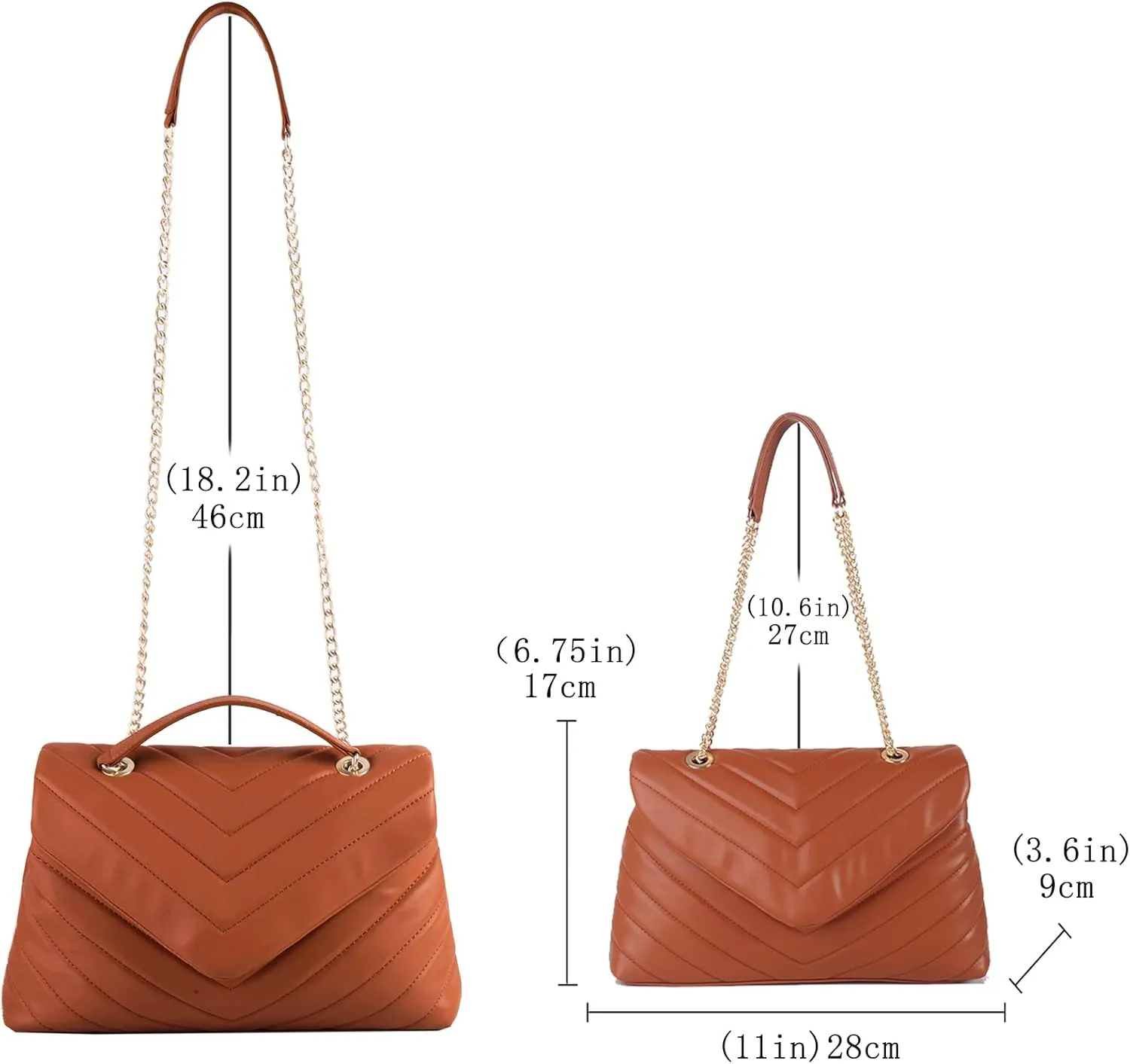 Quilted Crossbody Bag for Women, Soft Vegan Chevron Purses, Trendy Shoulder Handbags with Flap