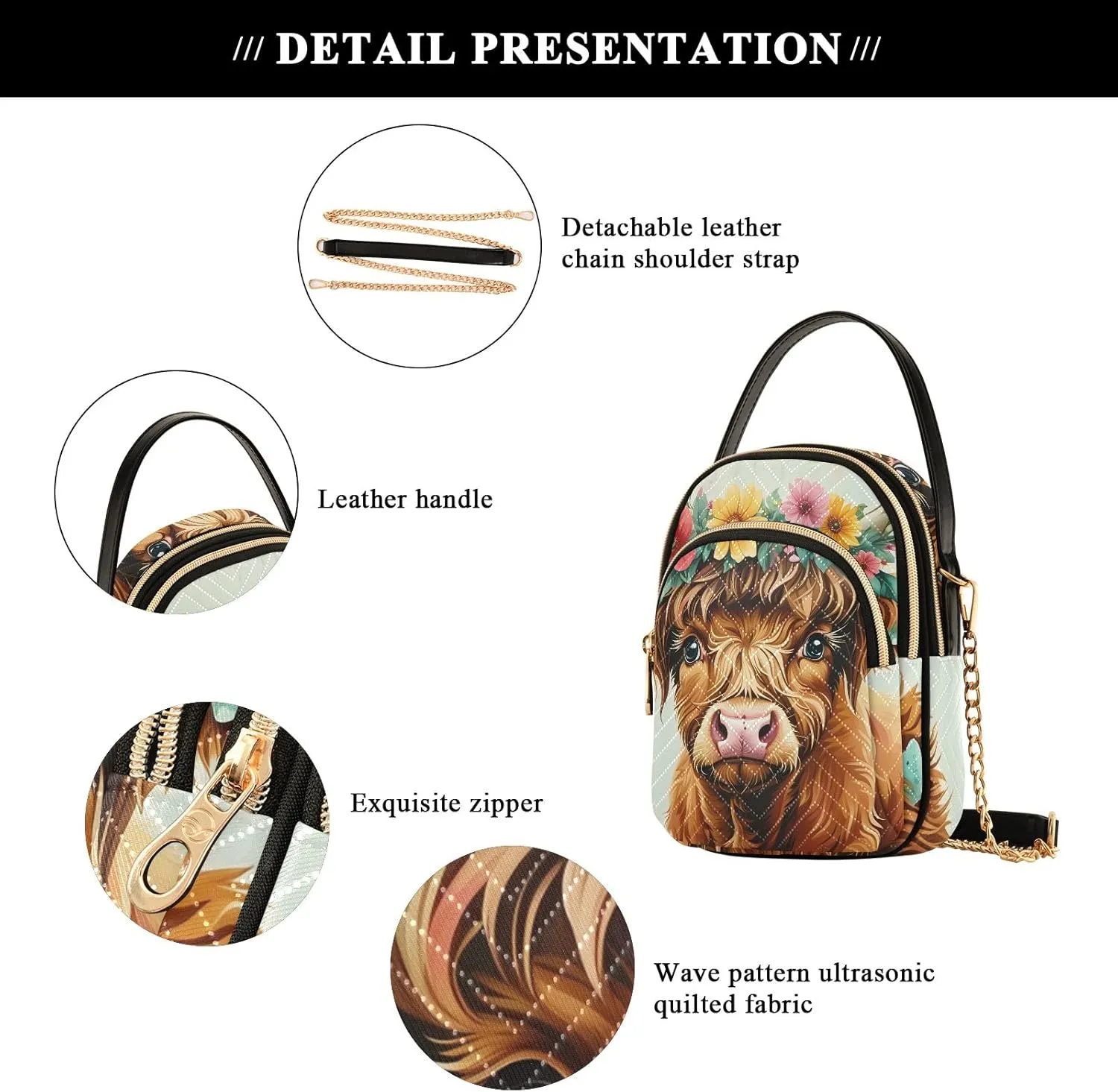 Quilted Crossbody Bag Small Shoulder Purse Women's Handbags Phone Purse with Chain
