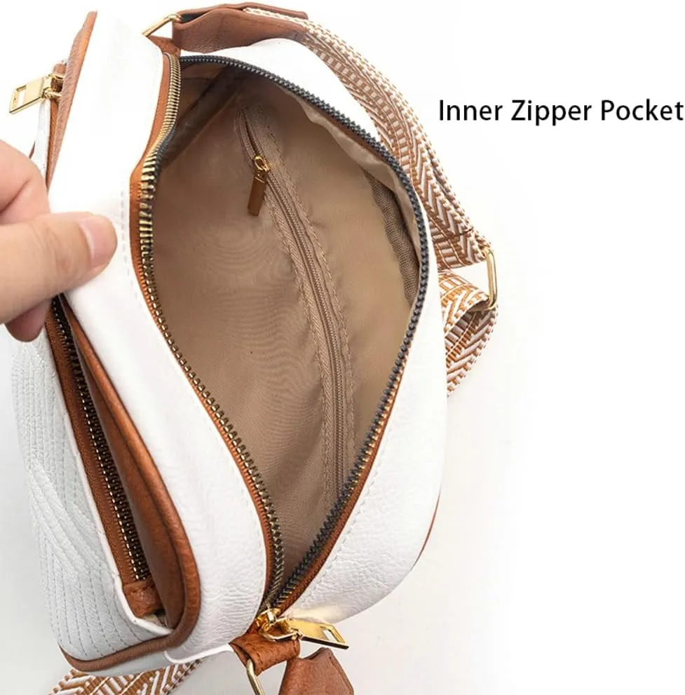 Quilted Crossbody Bags for Women Trendy Leather Small Purse Handbag Quilted Crossbody Shoulder Bag with Adjustable Wide Strap