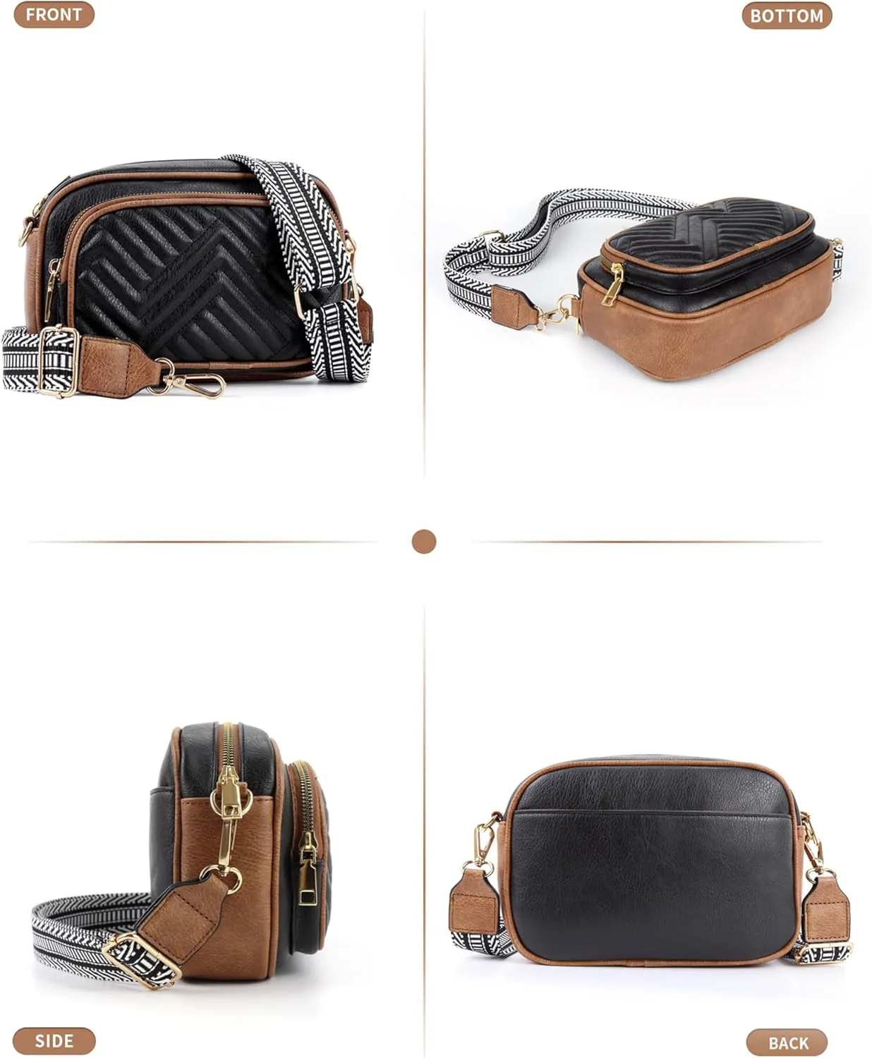 Quilted Crossbody Bags Purse for Women Small Vegan Leather Shoulder Handbags Purses with Two Straps