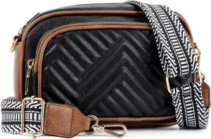 Quilted Crossbody Bags Purse for Women Small Vegan Leather Shoulder Handbags Purses with Two Straps