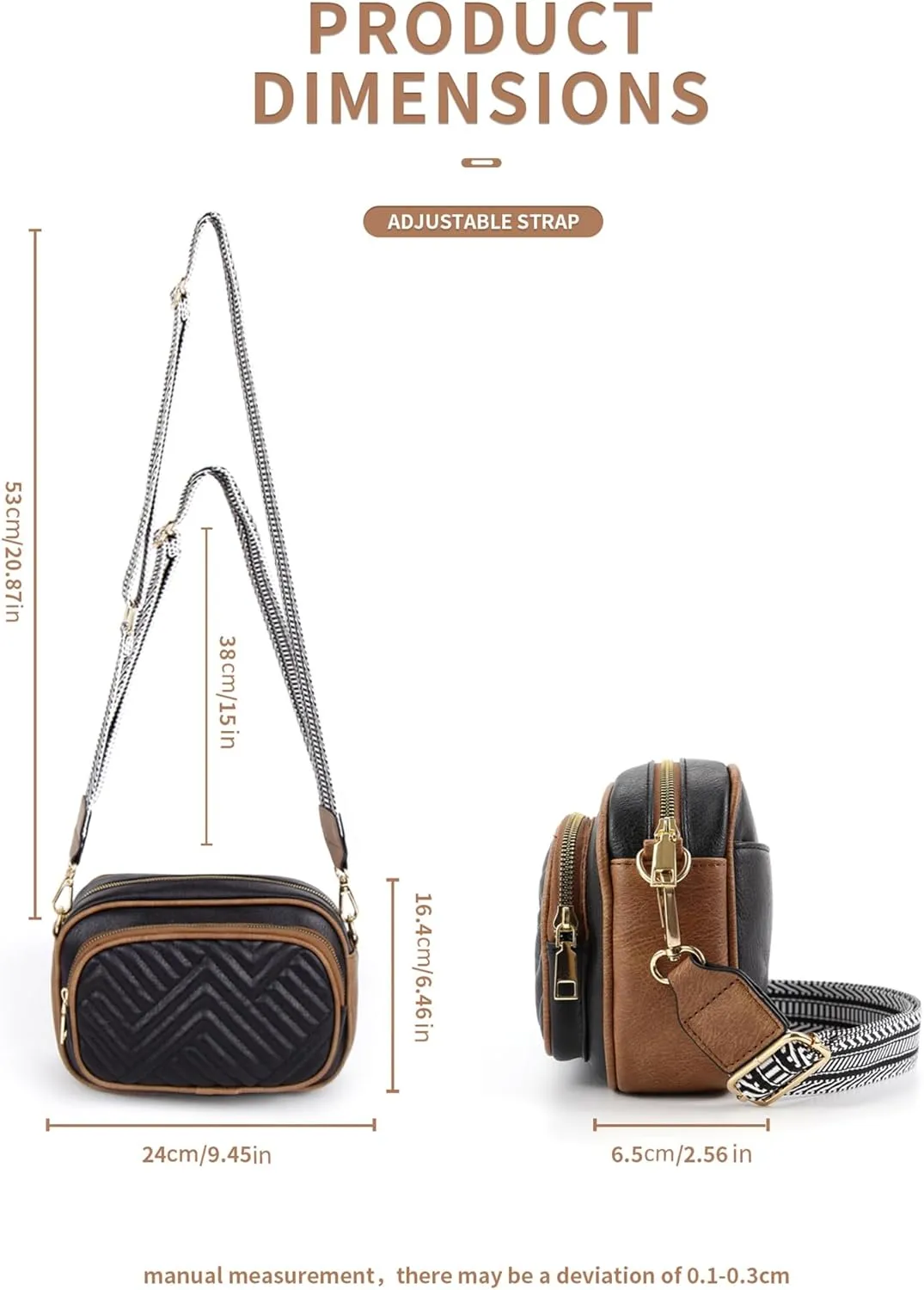 Quilted Crossbody Bags Purse for Women Small Vegan Leather Shoulder Handbags Purses with Two Straps