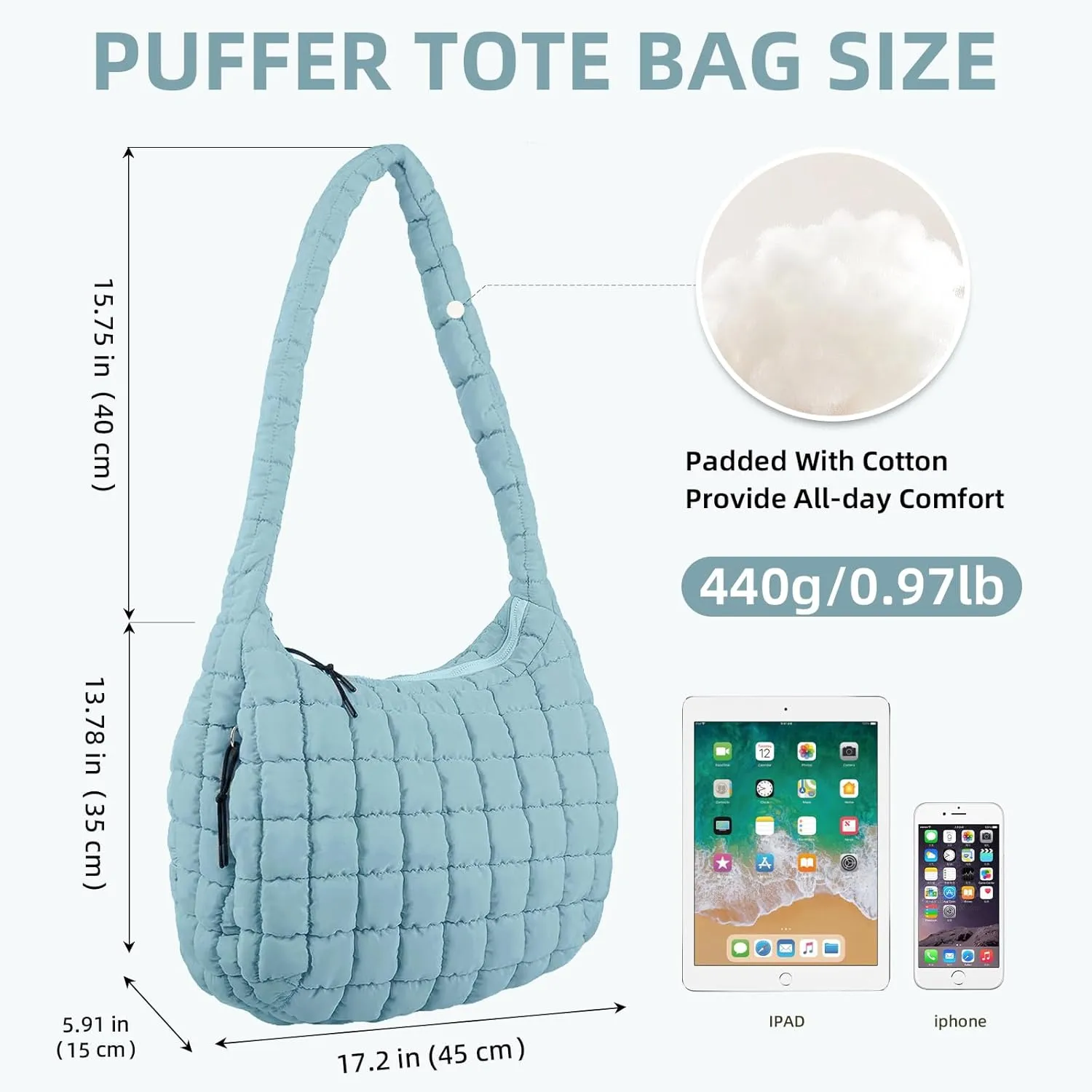 Quilted Puffer Tote Bag for Women Large Quilted Crossbody Hobo Bags Puffy Purse Carryall Bag Nylon Shoulder Handbag