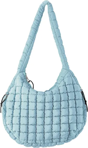 Quilted Puffer Tote Bag for Women Large Quilted Crossbody Hobo Bags Puffy Purse Carryall Bag Nylon Shoulder Handbag