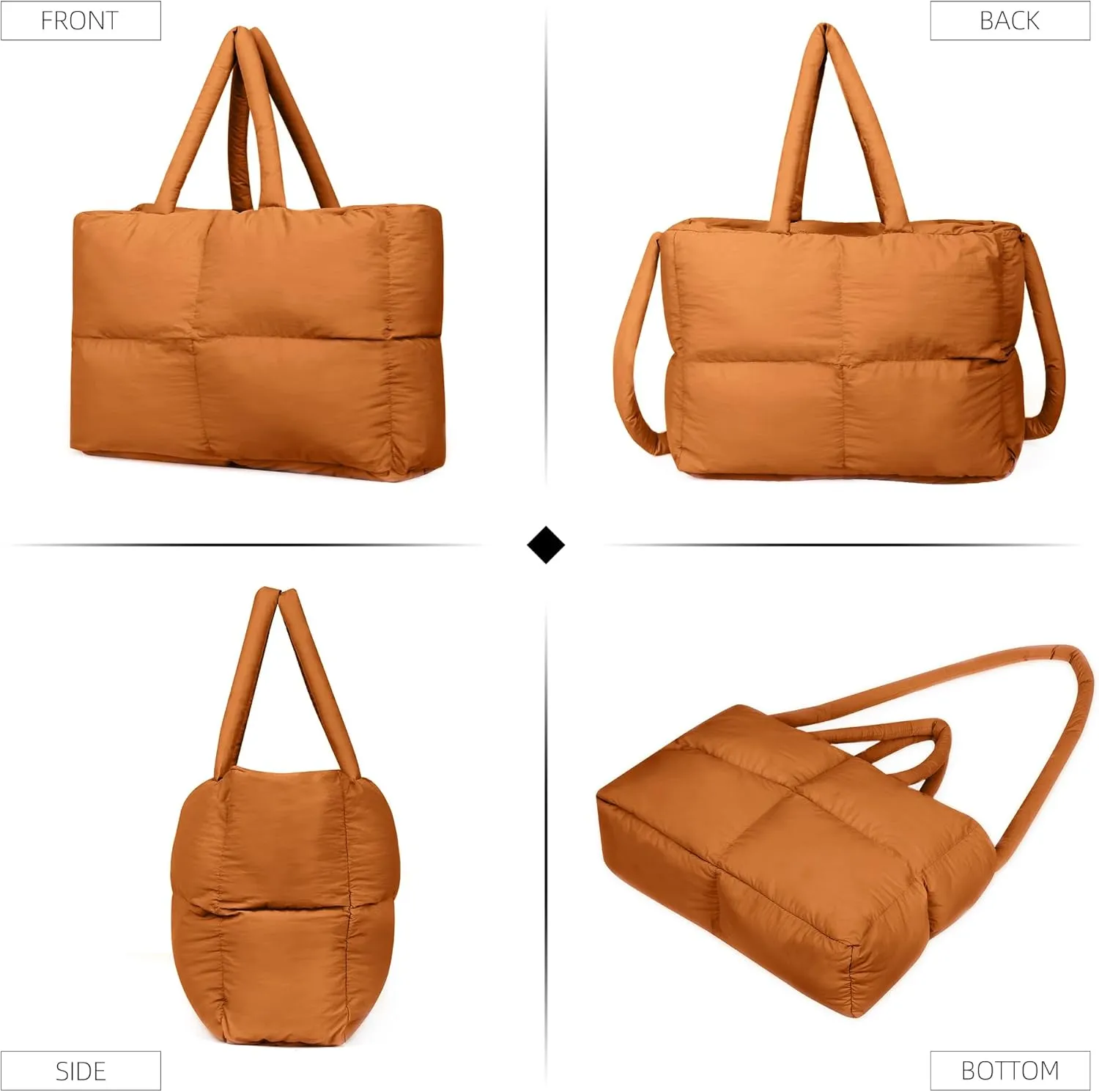 Quilted Puffer Tote Bag for Women Soft Puffy Hobo Crossbody Handbags Purse Lightweight Shoulder Bag