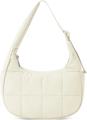 Quilted Puffer Tote Bag for Women，Small Puffer Crescent Shoulder Bag，Quilted Nylon Crossbody Bag with Adjustable Strap