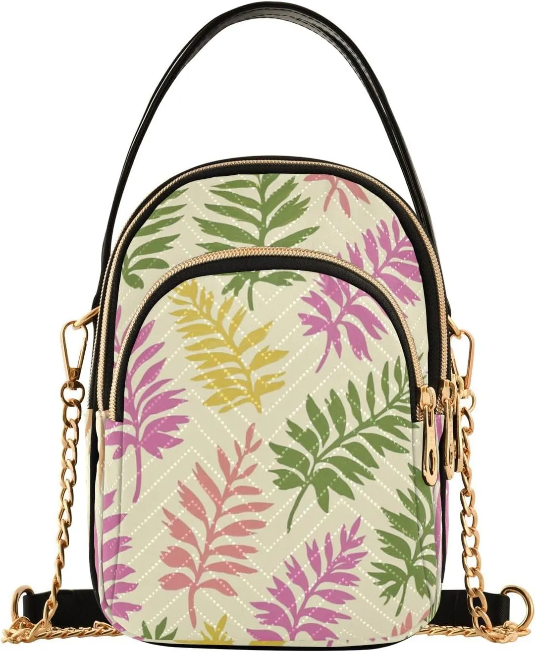 Quilted Tote Bag Color Plant Crossbody Shoulder Purse with Pockets, Everyday Handbags