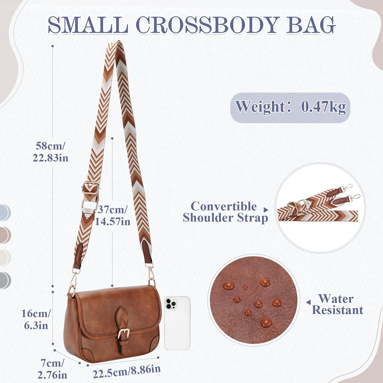 RAVUO Crossbody Bag for Women, Trendy Vegan Leather Shoulder Handbags Small Ladies Saddle Purse with Adjustable Wide Strap