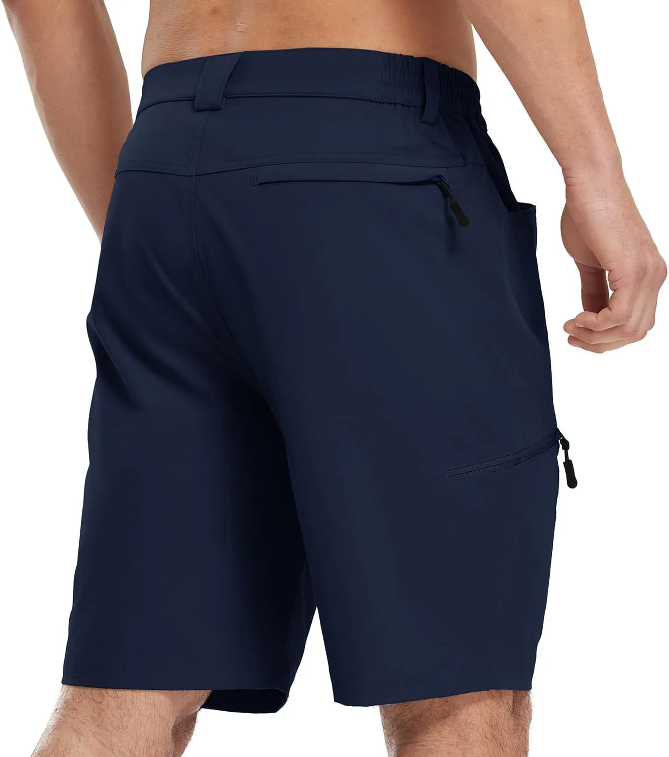 Rdruko Men's 9” Golf Shorts Stretch 4 Pockets Dress Shorts Elastic Waist Casual Flat Front Quick Dri Work Hiking Zip Cargo