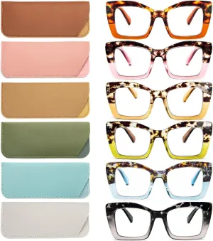 REAVEE Oversized Square Reading Glasses Oprah Style for Women, Blue Light Blocking Large Frame Computer Readers Spring Hinge