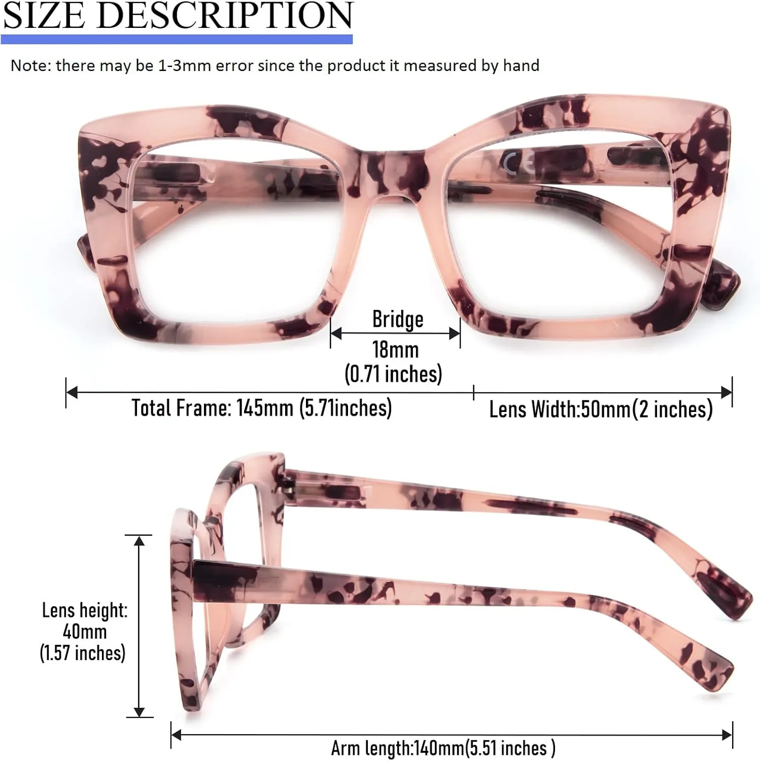 REAVEE Oversized Square Reading Glasses Oprah Style for Women, Blue Light Blocking Large Frame Computer Readers Spring Hinge