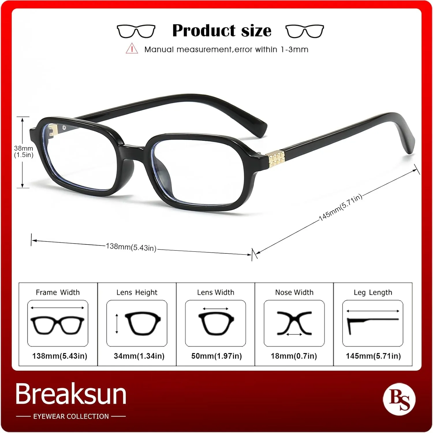 Retro Rectangle Glasses for Women Men Small Square Blue Light Blocking Glasses Vintage Eyeglasses