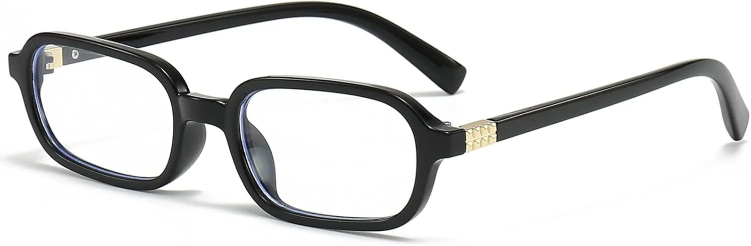 Retro Rectangle Glasses for Women Men Small Square Blue Light Blocking Glasses Vintage Eyeglasses