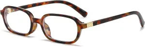 Retro Rectangle Glasses for Women Men Small Square Blue Light Blocking Glasses Vintage Eyeglasses