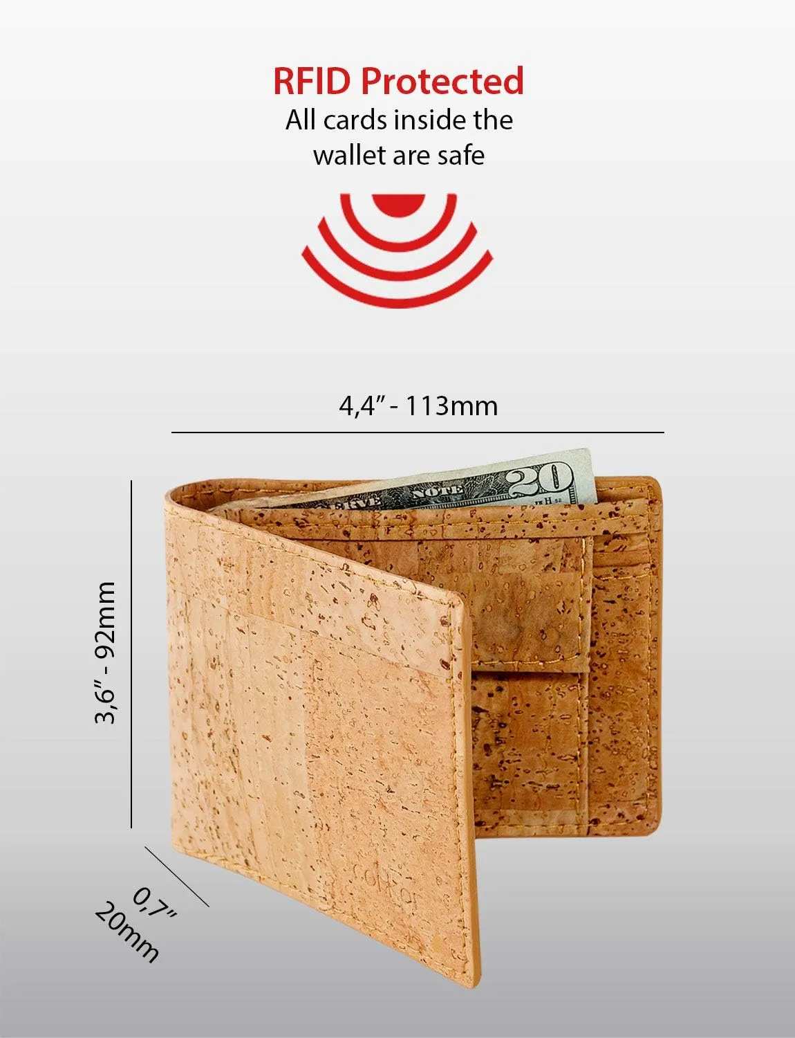 RFID Wallet With Coin Pocket -RFID Blocking - Vegan Leather – Cruelty Free – Eco Friendly - Black