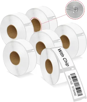 RGiNK for 30336 Labels (with RFID Chip) Compatible Replacement for DYMO 550 Labels (1" x 2-1/8") Inventory Stickers Work with DYMO Labelwriter 550 5XL Labelwriter 450 4XL [6 Rolls, 3000 Tags]