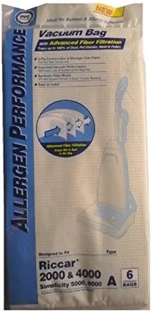 Riccar and Simplicity Type A HEPA Filtration Bags, by Riccar