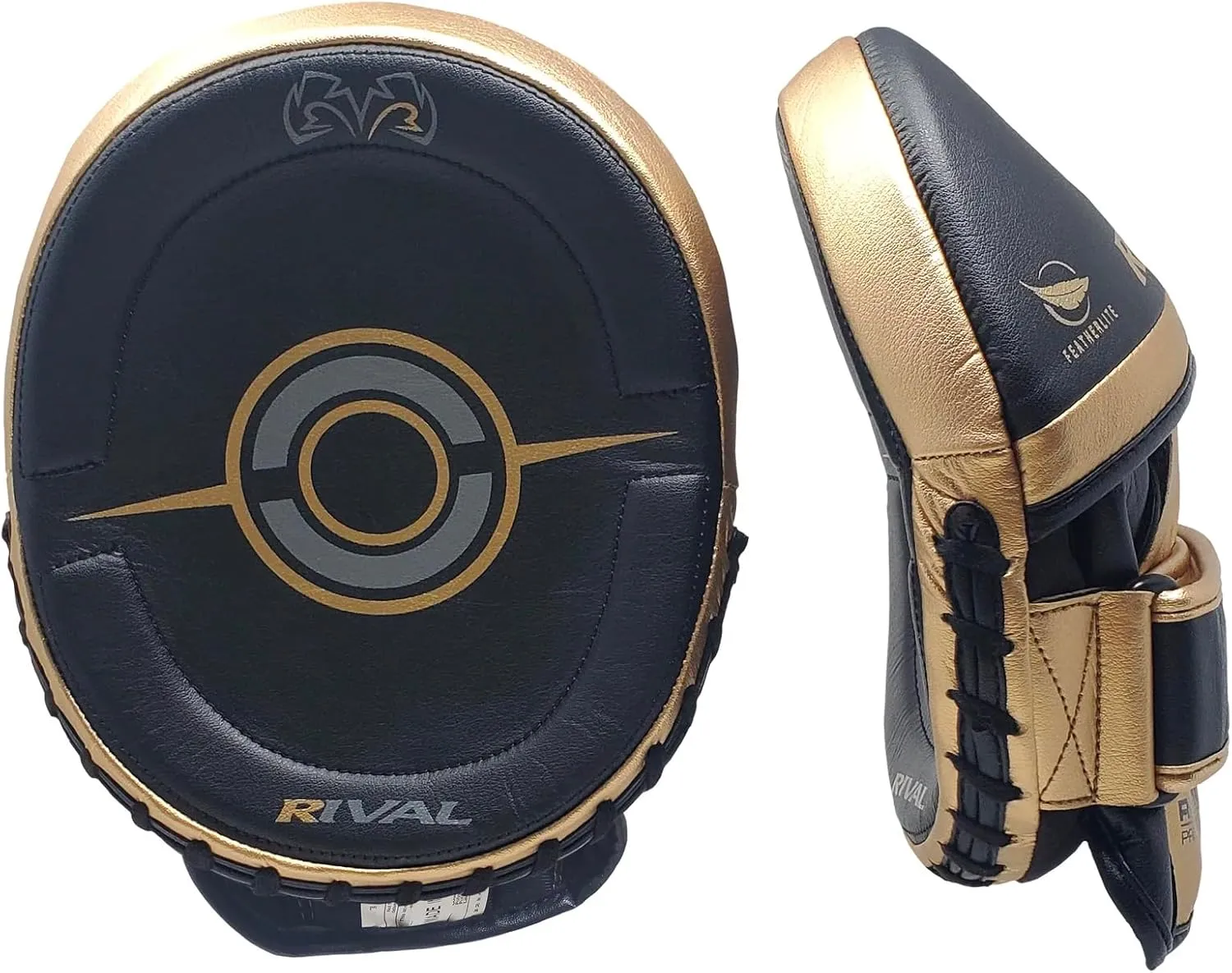 RIVAL Boxing RPM100 Professional Punch Mitts - Pre-Curved Ergonomic Design, Angled Hook and Loop Wrist Strap, and Soft Inner Lining