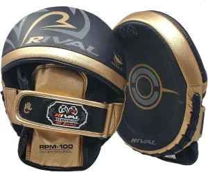 RIVAL Boxing RPM100 Professional Punch Mitts - Pre-Curved Ergonomic Design, Angled Hook and Loop Wrist Strap, and Soft Inner Lining