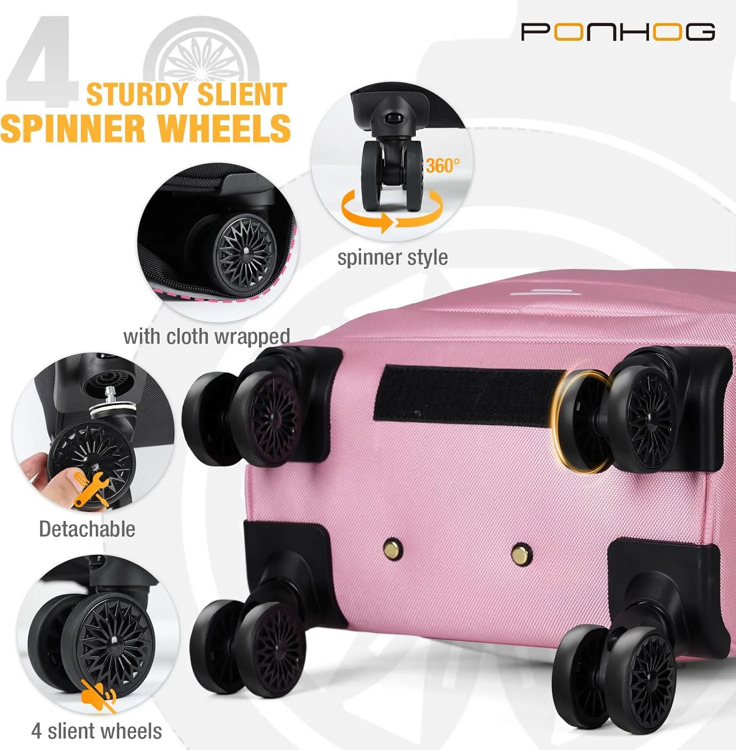 Rolling Backpack - Travel Backpack with 4 Spinner Wheels 15.6 inch laptop Backpack Carry on Wheeled Backpacks for Men Women Suitable for Overnight Work Business College Pink