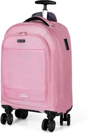 Rolling Backpack - Travel Backpack with 4 Spinner Wheels 15.6 inch laptop Backpack Carry on Wheeled Backpacks for Men Women Suitable for Overnight Work Business College Pink