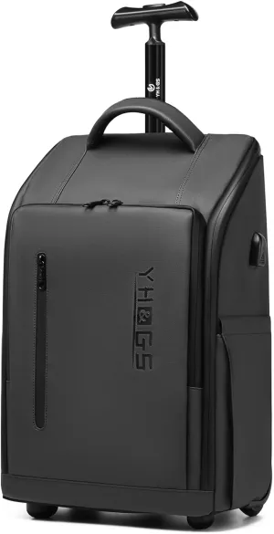 Rolling Backpack, Waterproof Backpack with Wheels for Business Commuter, Carry on Backpack with Laptop Compartment, Fit 15.6 Inch Laptop, Wheeled Backpack for Adults