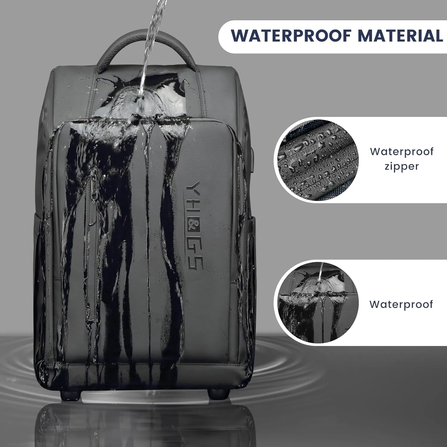 Rolling Backpack, Waterproof Backpack with Wheels for Business Commuter, Carry on Backpack with Laptop Compartment, Fit 15.6 Inch Laptop, Wheeled Backpack for Adults