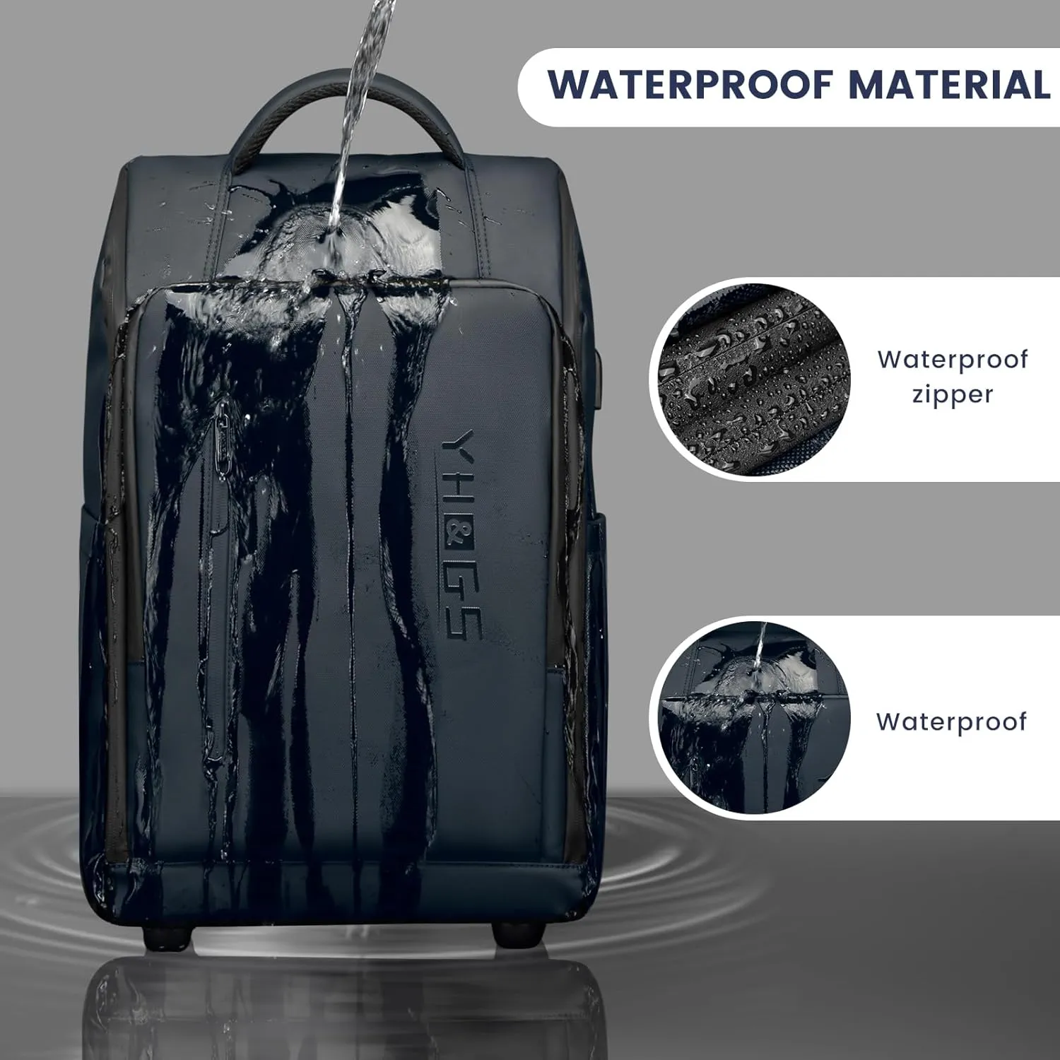 Rolling Backpack, Waterproof Backpack with Wheels for Business Commuter, Carry on Backpack with Laptop Compartment, Fit 15.6 Inch Laptop, Wheeled Backpack for Adults