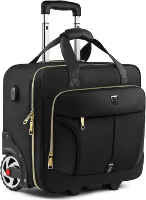 Rolling Laptop Bag,Rolling Briefcase for Men & Women,Laptop Briefcase on Wheels,Carry On Bag for Business Travel