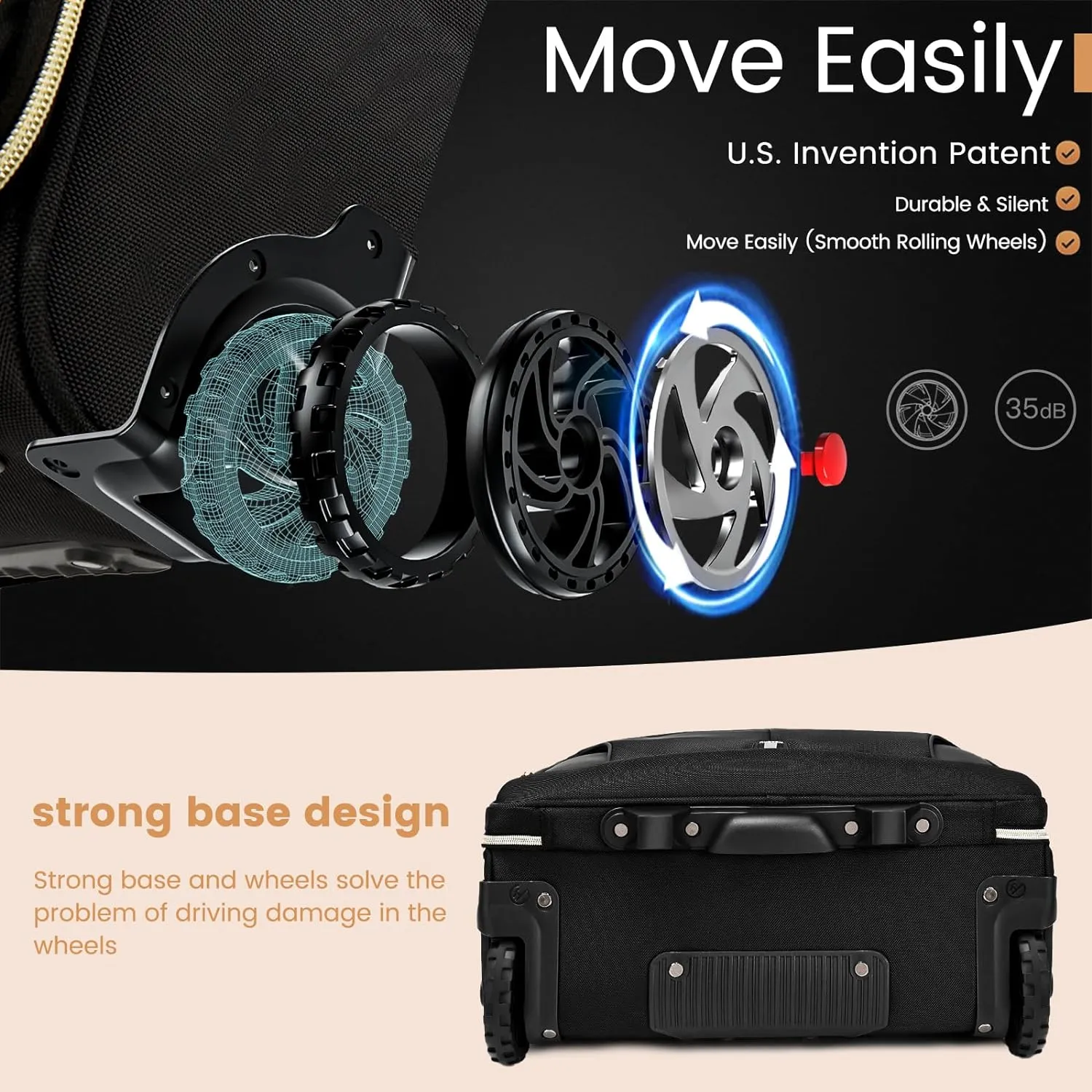 Rolling Laptop Bag,Rolling Briefcase for Men & Women,Laptop Briefcase on Wheels,Carry On Bag for Business Travel