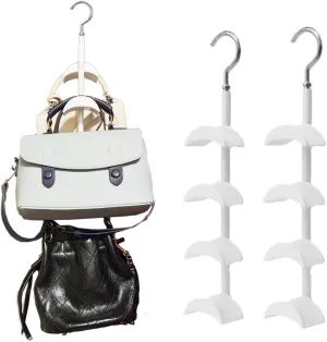 Rotating Closet Organizer with 4 Hooks - Space-Saving Purse Hanger for Handbags, Scarves, Belts