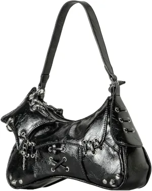 Rungion Studded Purses Y2k Shoulder Bag for Women Small Crossbody Bag Trendy Vegan Leather Handbag Underarm Satchels