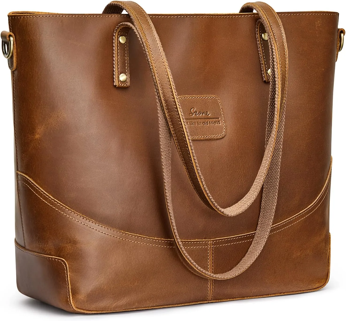 S-ZONE Genuine Leather Tote Bag for Women Large Crossbody Shoulder Work Purses and Handbags