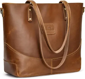 S-ZONE Genuine Leather Tote Bag for Women Large Crossbody Shoulder Work Purses and Handbags