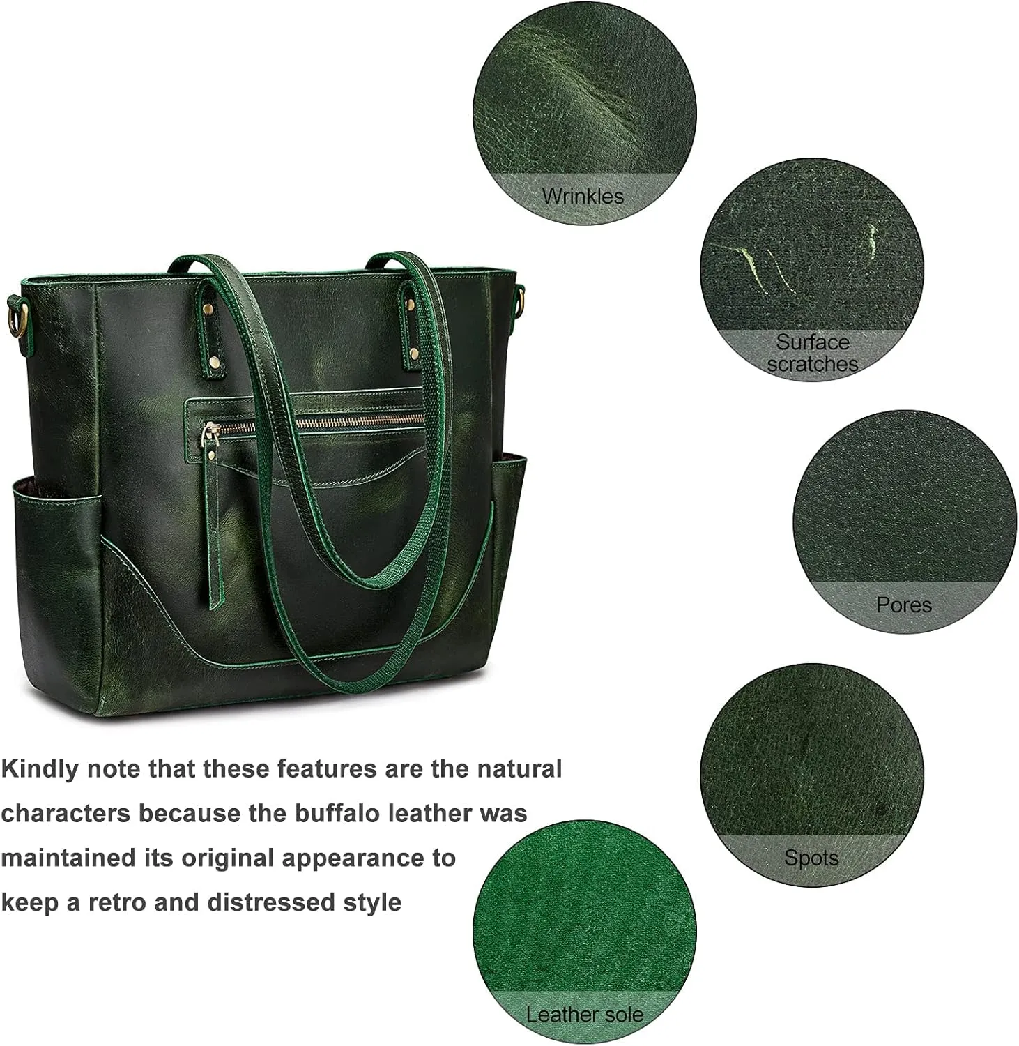 S-ZONE Genuine Leather Tote Bag for Women Large Shoulder Purses Work Handbags with Crossbody Strap Vintage